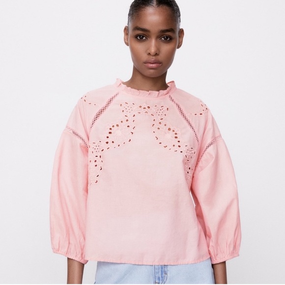 Zara Tops - ZARA Gorgeous & Delicately Embroidered Eyelet   Blouse that is beautiful🔥🔥🔥